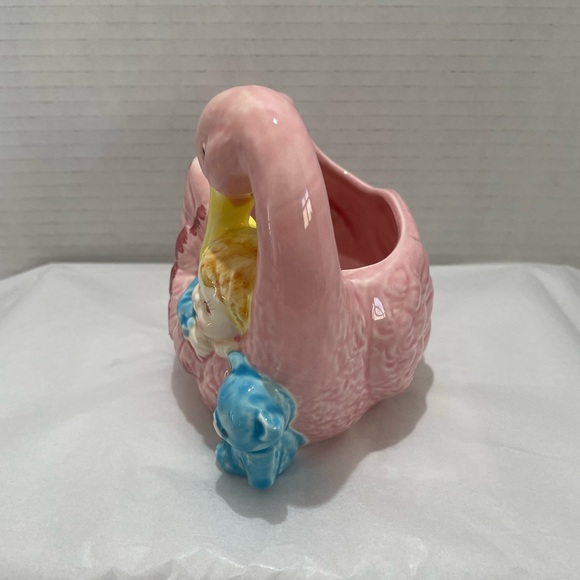 Vintage Nancy Pew Giftwares Japan 8207 Baby Nursery Planter Stork Baby 2 Bears - Picture 2 of 8